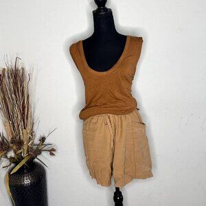 Women's Brown Linen Blend Tank Top